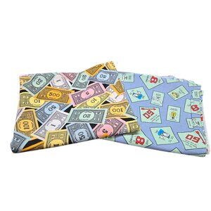 Vintage Monopoly Game Board Tile Money Cotton Craft Sewing Fabric 2 Yards
